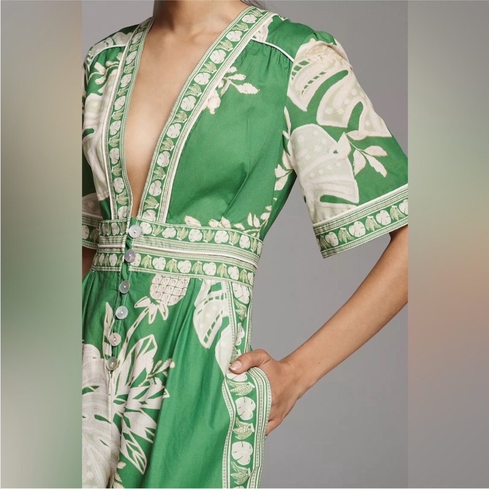 Farm Rio green monstera wide print jumpsuit - Picture 3 of 11